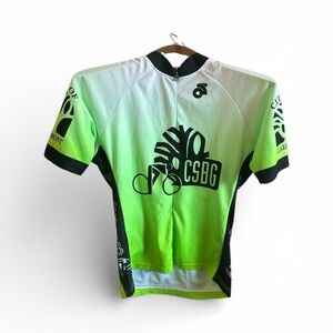 Neon Green White & Black Cycling Shirt Cycle Jersey Size Large Workout Bike Top